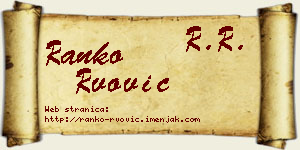Ranko Rvović vizit kartica